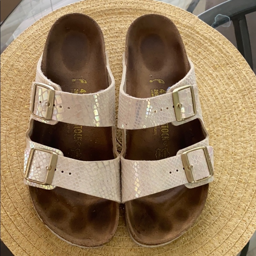 Women’s Birkenstock size 41 white snake print